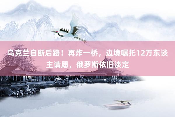 乌克兰自断后路！再炸一桥，边境嘱托12万东谈主请愿，俄罗斯依旧淡定