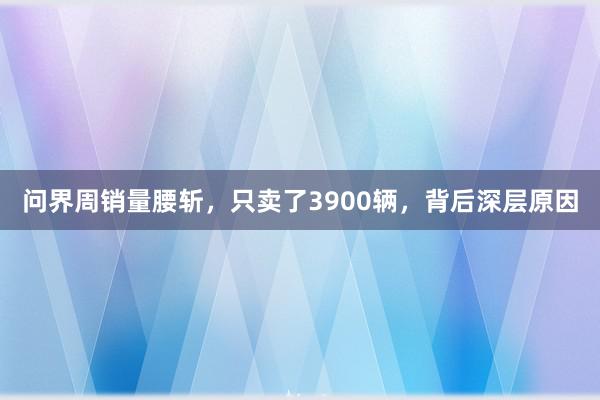 问界周销量腰斩，只卖了3900辆，背后深层原因