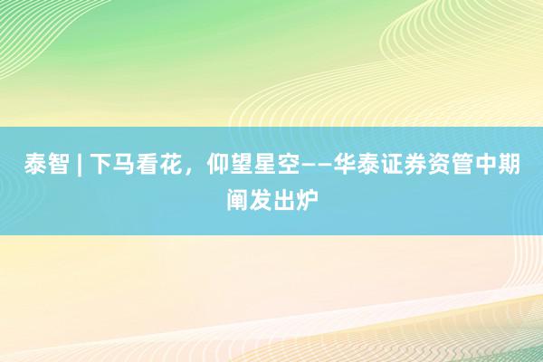 泰智 | 下马看花，仰望星空——华泰证券资管中期阐发出炉