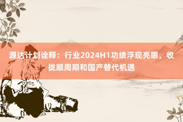 源达计划诠释：行业2024H1功绩浮现亮眼，收拢顺周期和国产替代机遇