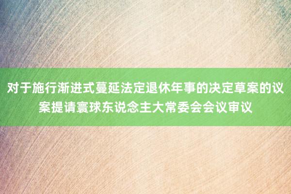 对于施行渐进式蔓延法定退休年事的决定草案的议案提请寰球东说念主大常委会会议审议